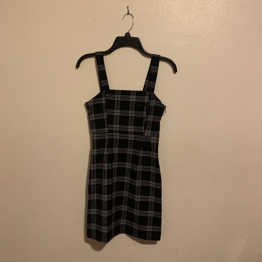 Black plaid mini dress